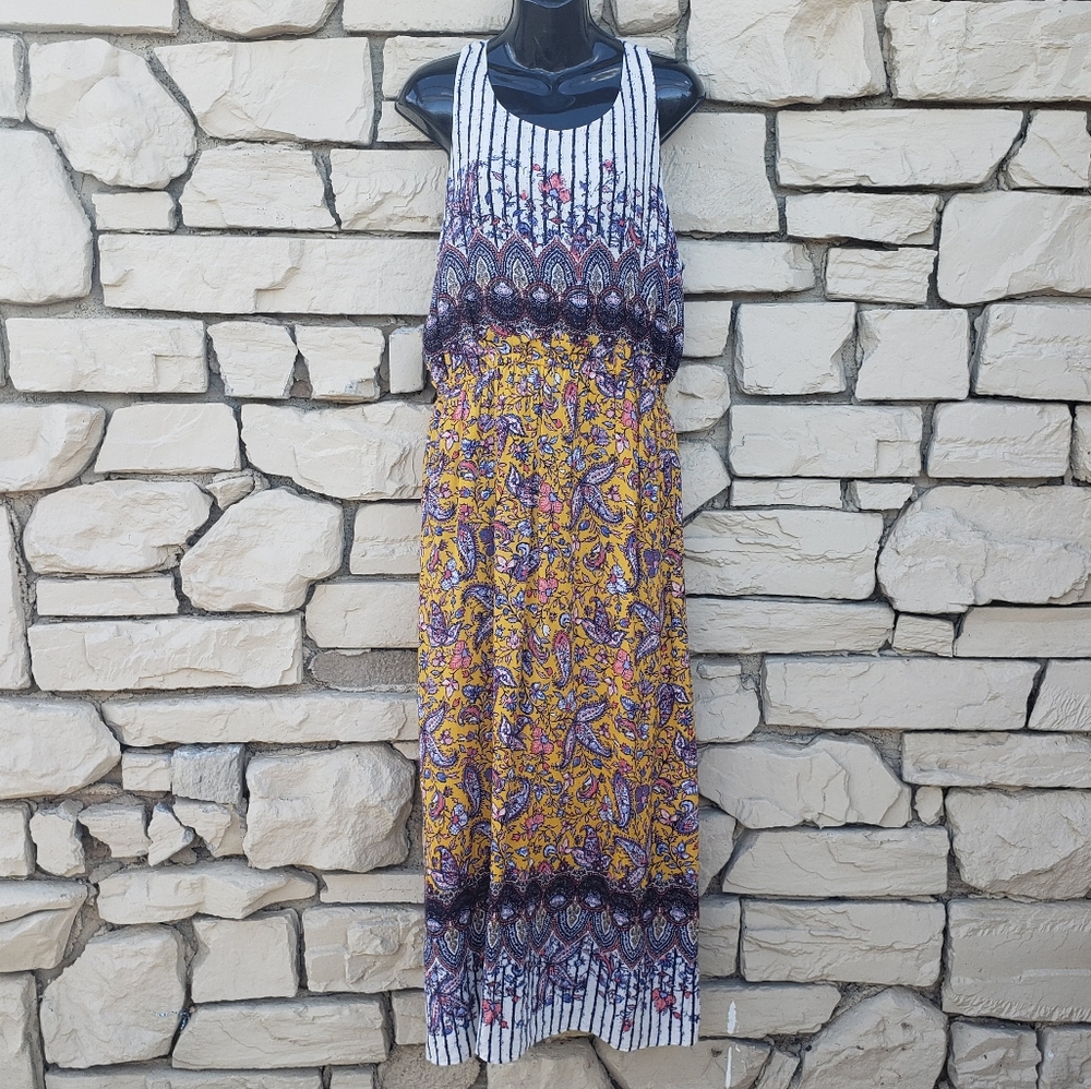 Lucky Brand Sleeveless Long Dress Butterfly Bandana Summer